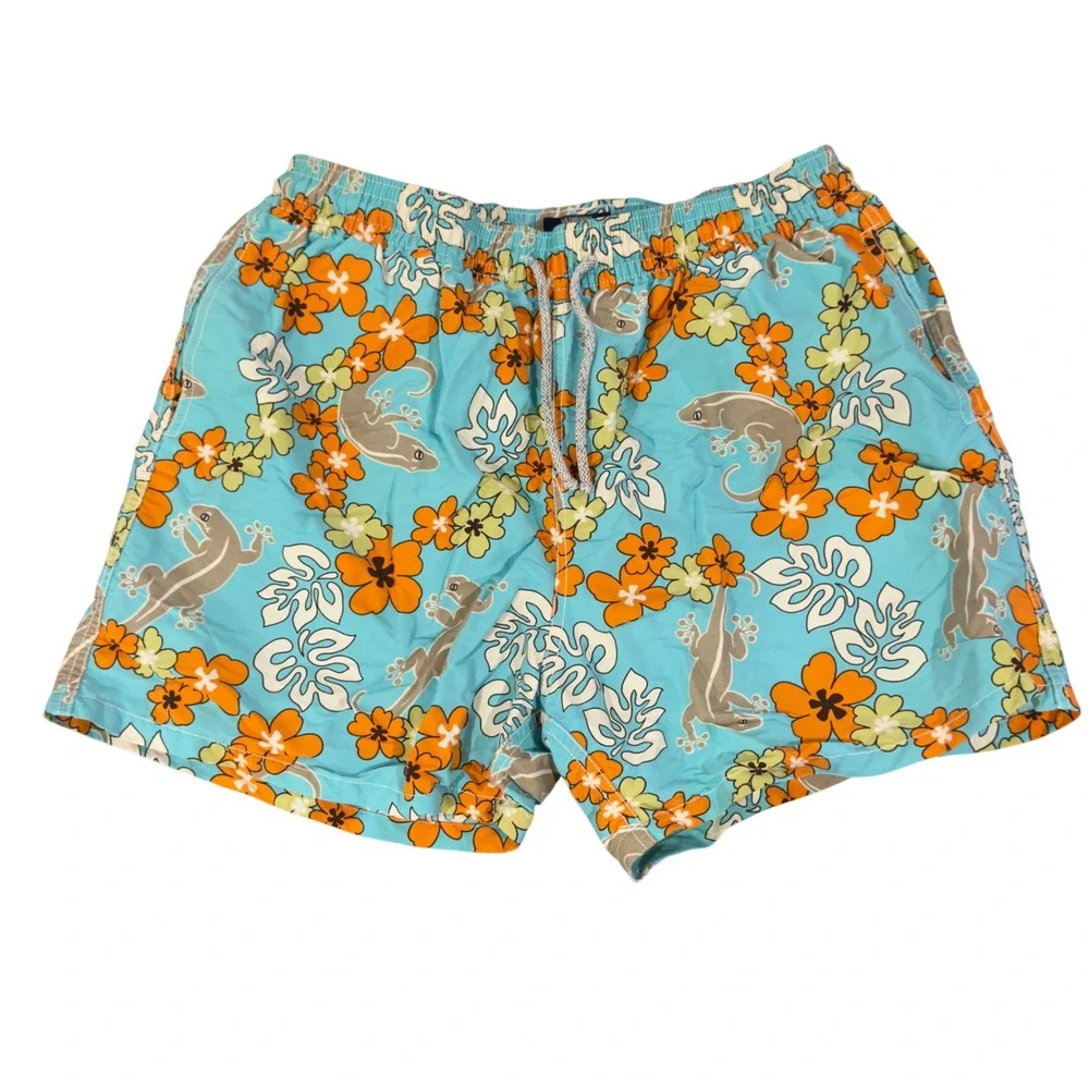 Vilebrequin Men's XXL Floral Poppies & Geckos Mesh Lined 4.5